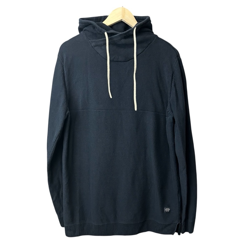 Jack & Jones Knit Hooded Cowl Neck Navy Sweater Size XL